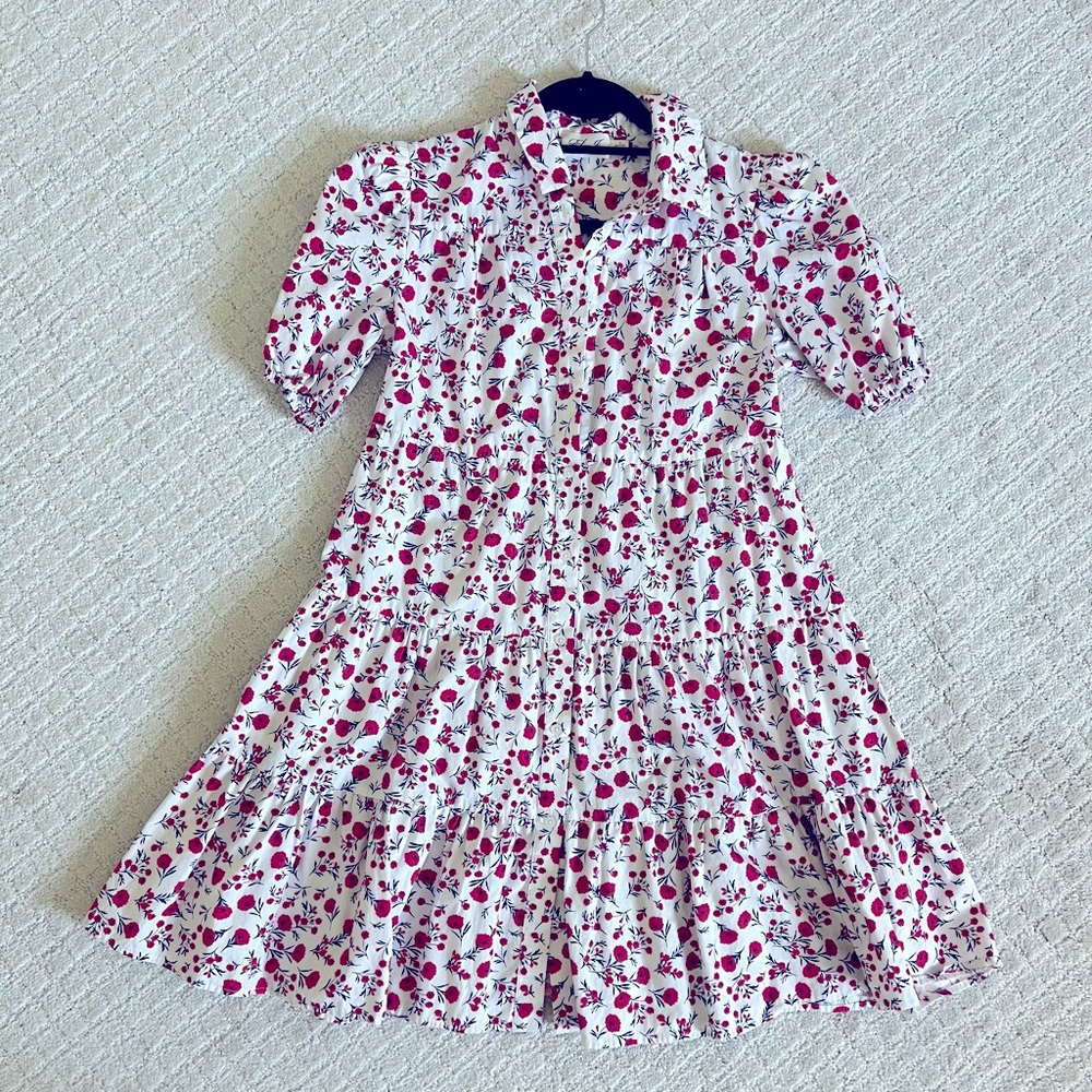 Eliza J Floral Puff Sleeve Shirtdress